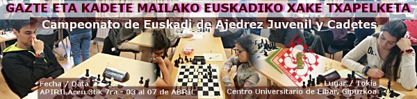 Campeonato de Euskadi de Ajedrez. Juavenil y Cadetes 2018